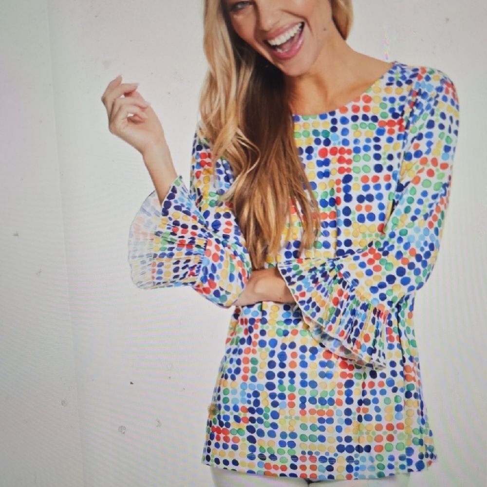 Multiples Multicolor Polka Dot Knit Top S